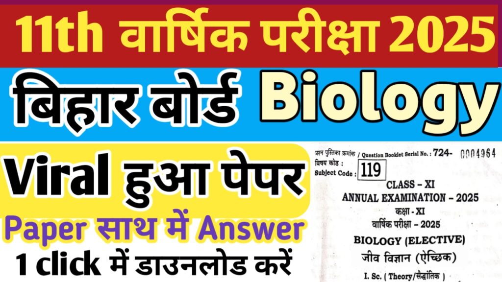 Biology 11th Annual Exam 2025 Question Paper